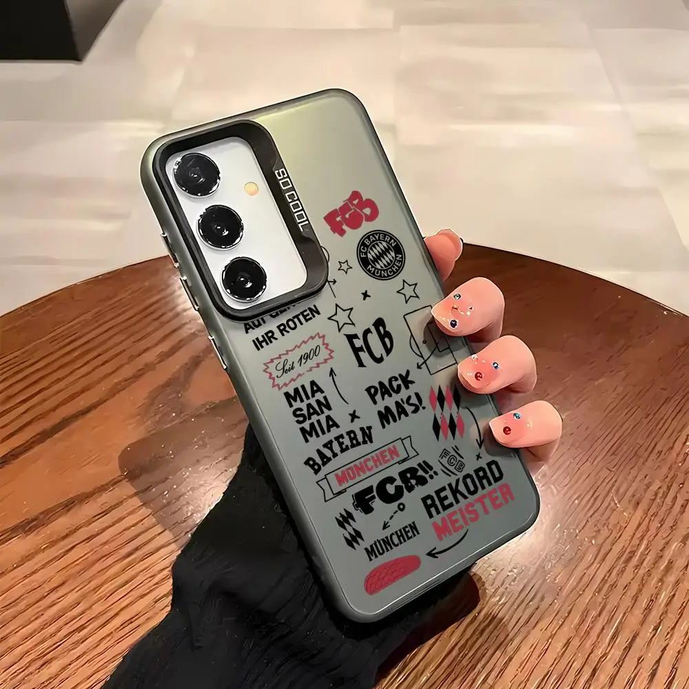 F-FC بايرن ميونيخ قضية الهاتف لسامسونج غالاكسي S25 S24 S23 الترا S22 زائد S20 A55 الليزر الملونة للصدمات IMD الصلب