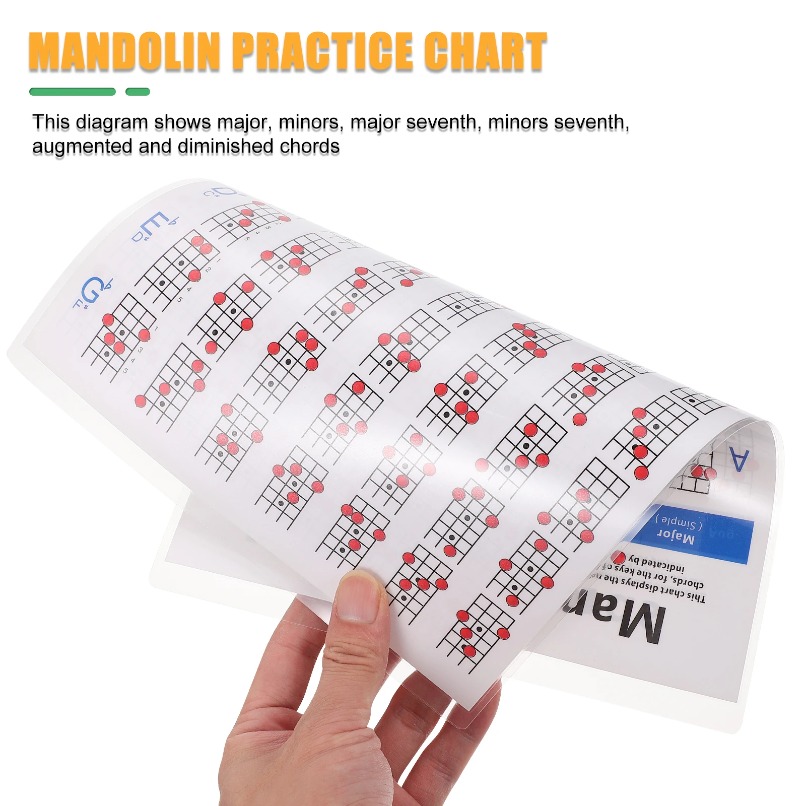 

Mandolin Chord Chart Fingerboard Diagram Poster Portable Musical Instrument Supplies For Beginners Lightweight Easy Carry Chord