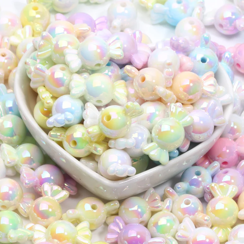 10pcs Gradient Color Sweets Acrylic Beads Loose Spacer Beads For Jewelry Making DIY Bracelet Necklace Earring Charms Handicrafts