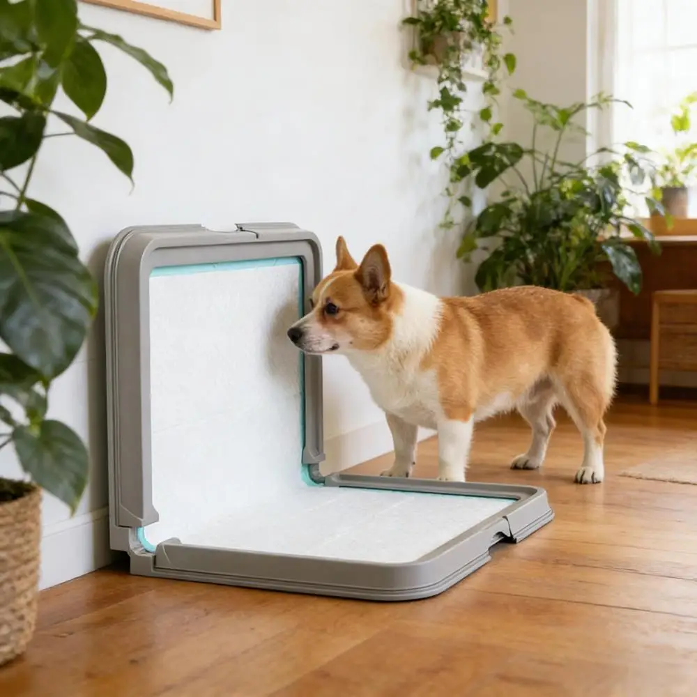 

Innovative Dual-Mode Design Pet Toilet: Foldable Dog Litter Box with 3 Disposable Pads and Pee Pad Holder