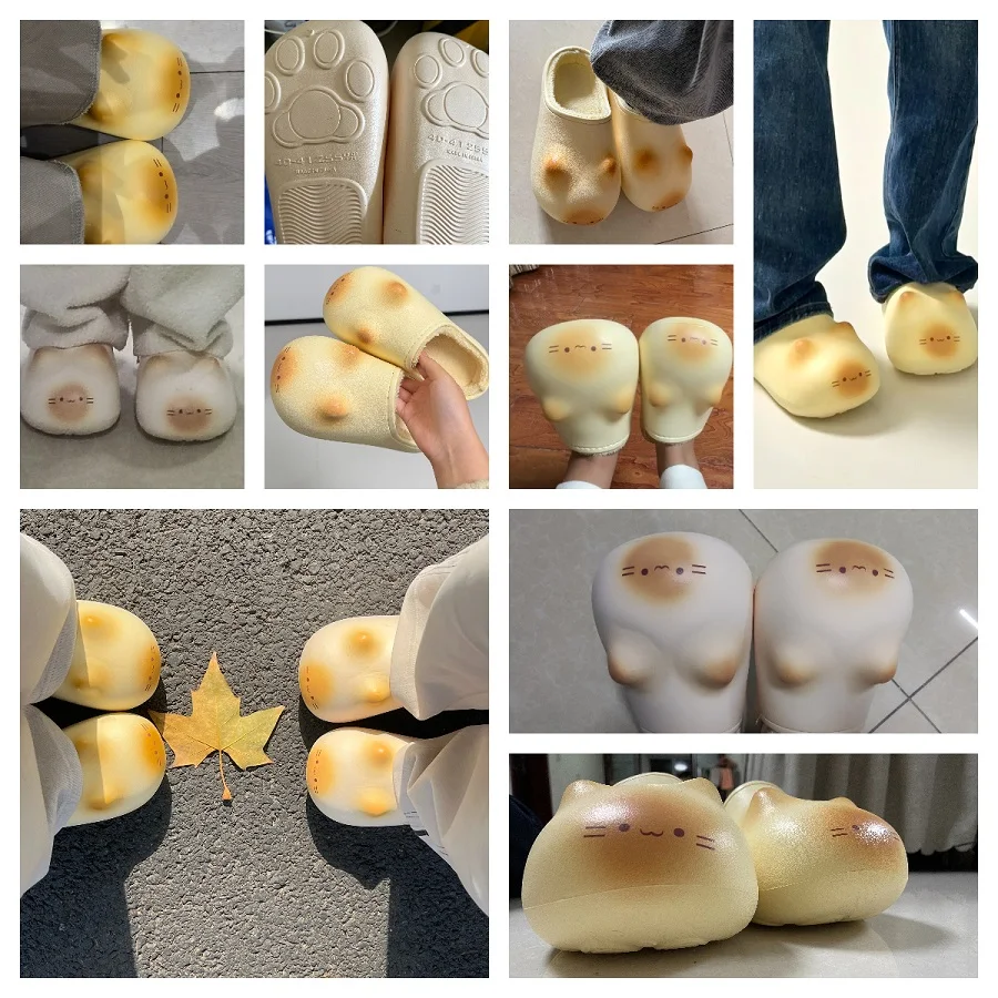 3D Schwarze Katzen-Plüschpantoffeln für Damen, EVA Wasserdicht, Fleece-Futter, Clogs, Winter-Wärme für drinnen und draußen, Kätzchen-Hausschuhe – Detail 6