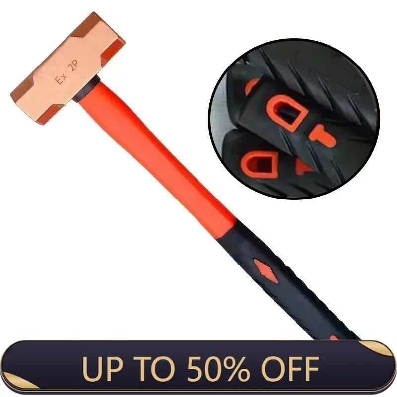 Copper Explosion-proof Octagonal Hammer Solid Fiber Handle Professional Multifunction Small Hammer Non-magnetic Hand Tools