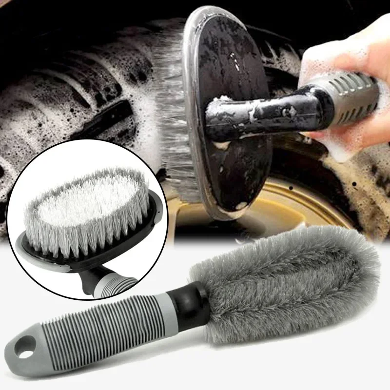 Car Wheel Hub Cleaning Brush T-bend Handle Car Wash Gap Cleaning Tools Nylon Bristle Car Rim Scrubber Cleaner Detailing Brushes