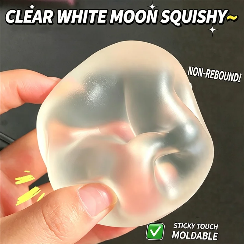 Ice Clear Vaseline Squishy Ball Non Rebound Mouldable Stress Relief Fidget Toy Round Stone Shape Decompression Squeeze Accessory