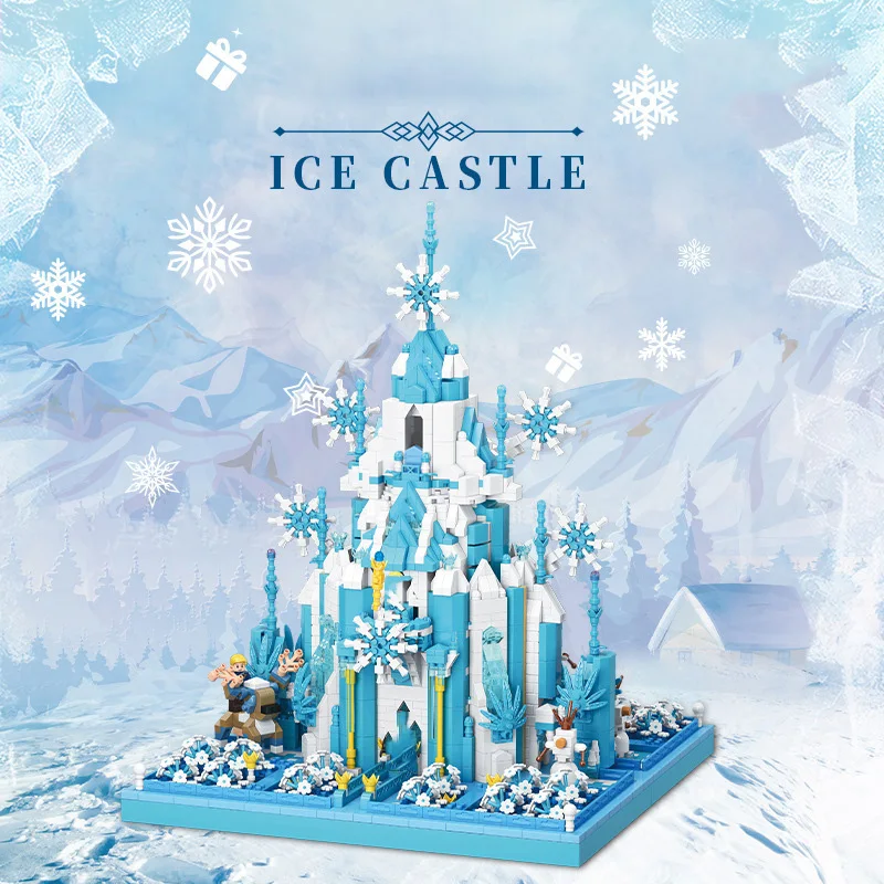 

Creative Fairy Tale Building Bricks Micro Diamond Block Ice Snow Castle Model Nanobricks Elsa And Anna Figures Toys Collection