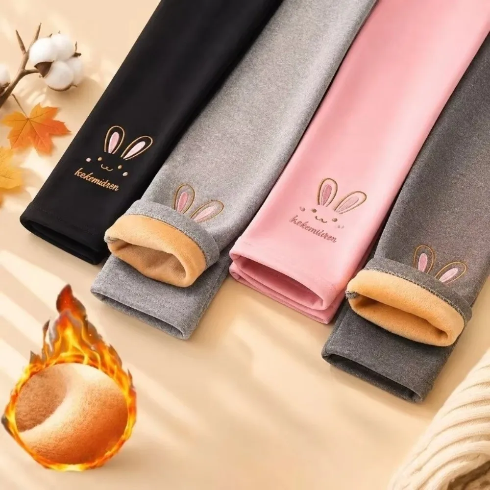 Autumn Winter Kids Leggings Soft Warm Elastic Waist Baby Girl Pants Comfortable Cashmere-Style Cartoon Leggings