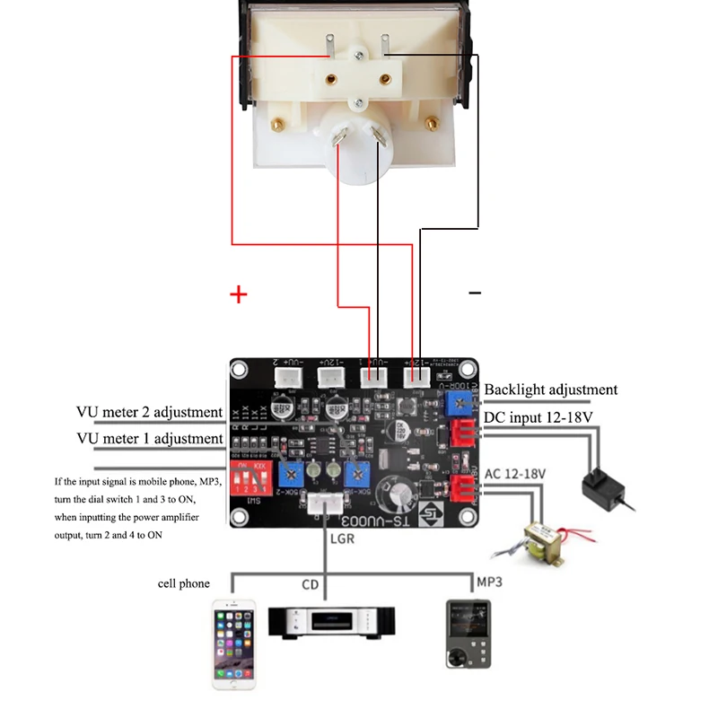 Lyele Audio TN-73 Vu Meter Tube Amplifier DB Meter Mixer Power Meter with Backlight VU Level AC/DC 12-16V for Sound Amp