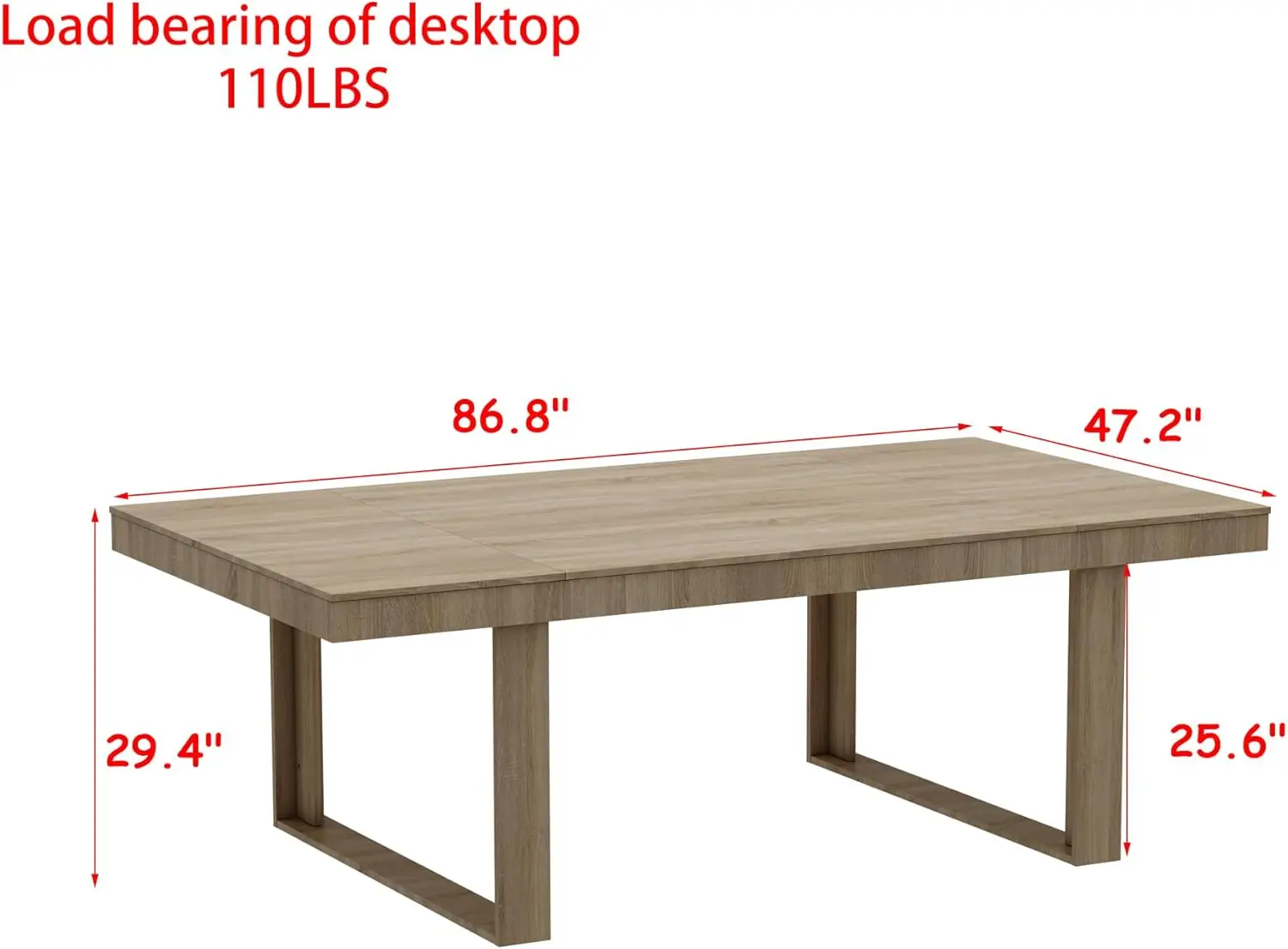 طاولة طعام مقاس 86.6 بوصة تتسع لـ 8-10 أشخاص، طاولة عشاء خشبية حديثة متعددة الاستخدامات لغرفة الطعام وغرفة الاجتماعات، خفيفة #2