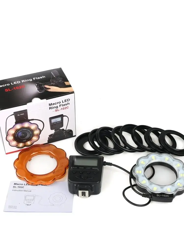 CANMEELUX LED Macro Ring Flash Light MR-102 Manual Focus Universal Work For Canon Nikon Olympus Panasonic Lumix Cameras.