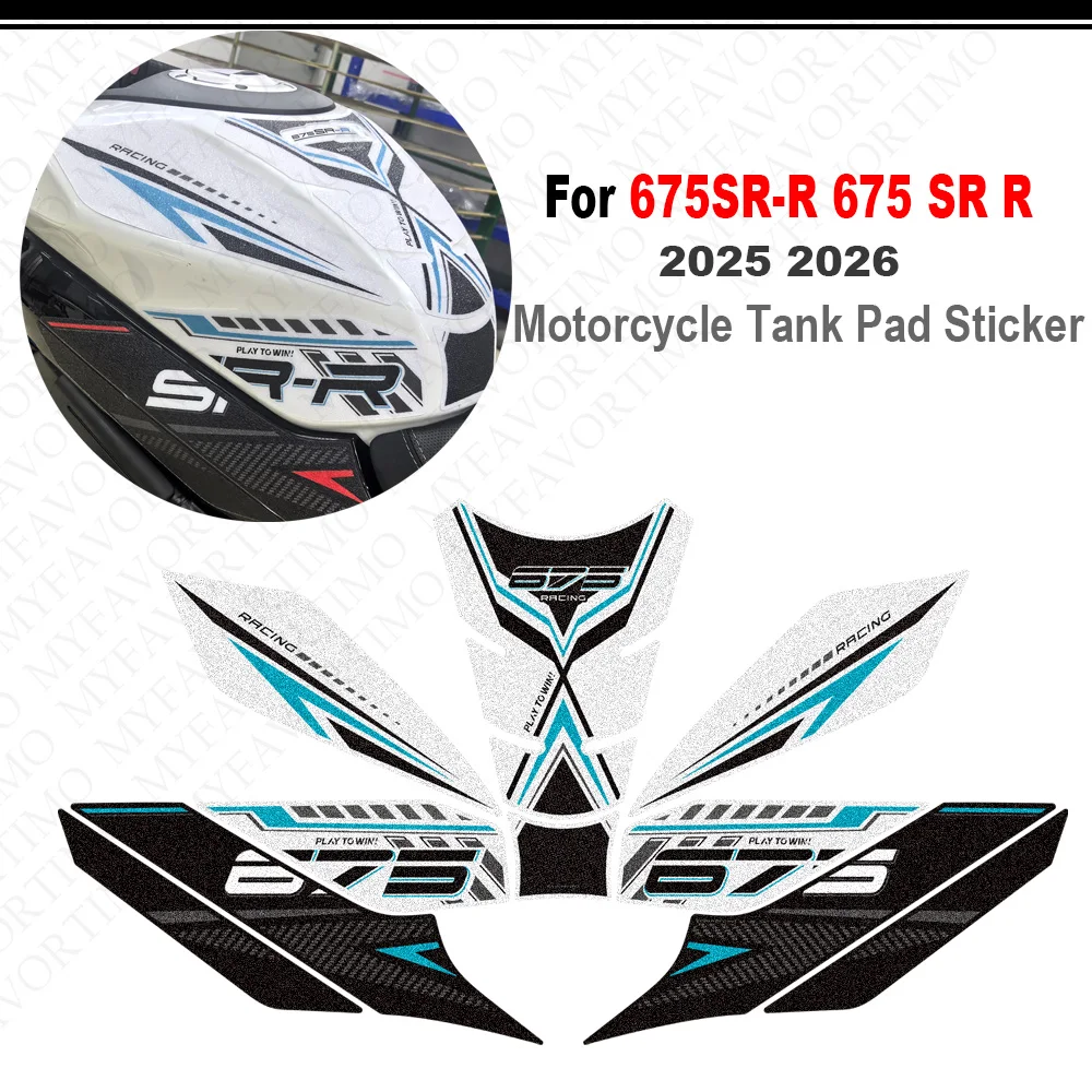 motorcycle Tank Pad Cap Gas Fuel Oil Knee Protection Anti-Slip Stickers Decals 2025 2026 For 675SR-R 675SRR 675 SR R 675SR