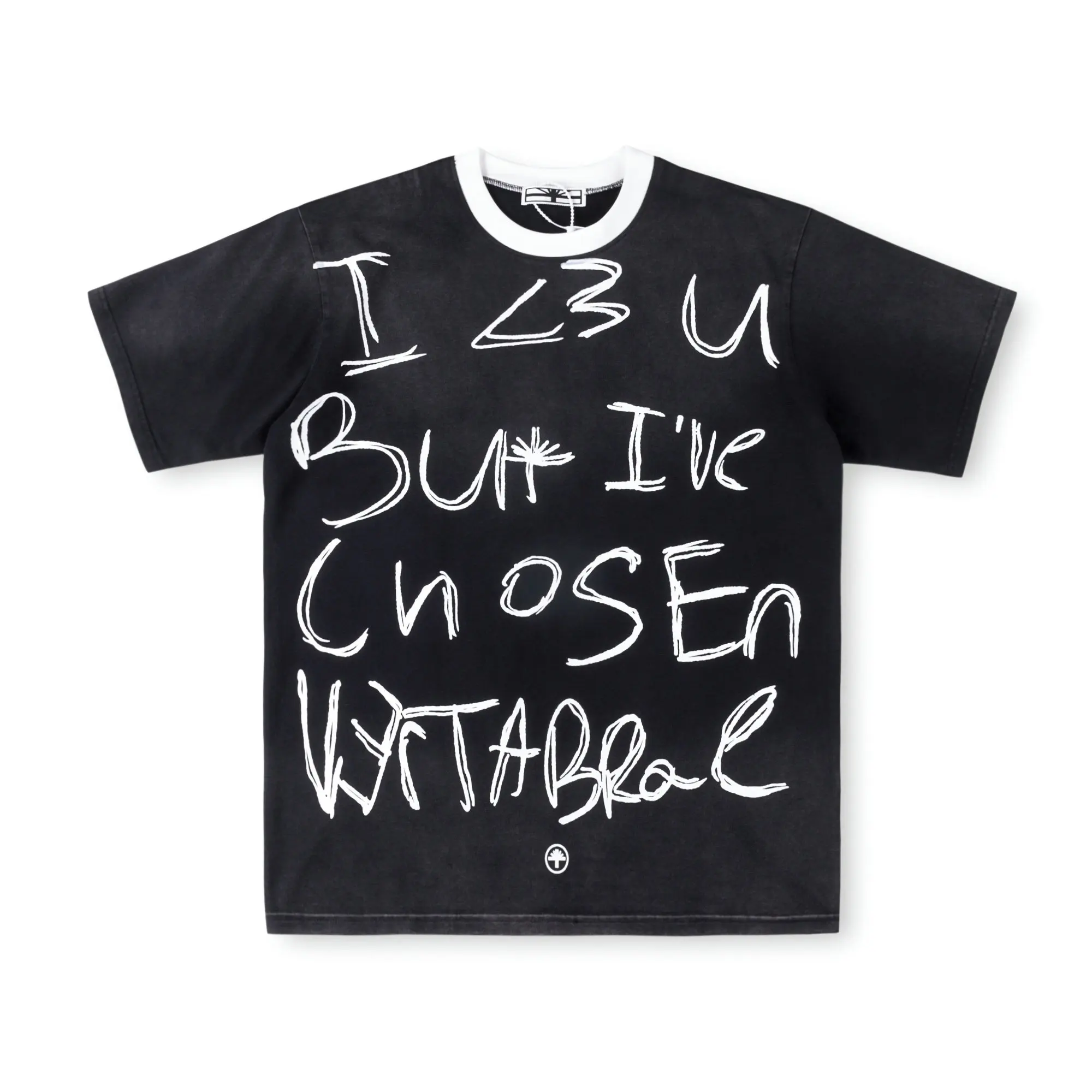 Vertabrae New American fashion creative letter Color-blocking and spliced neckline T-shirt for both men and women