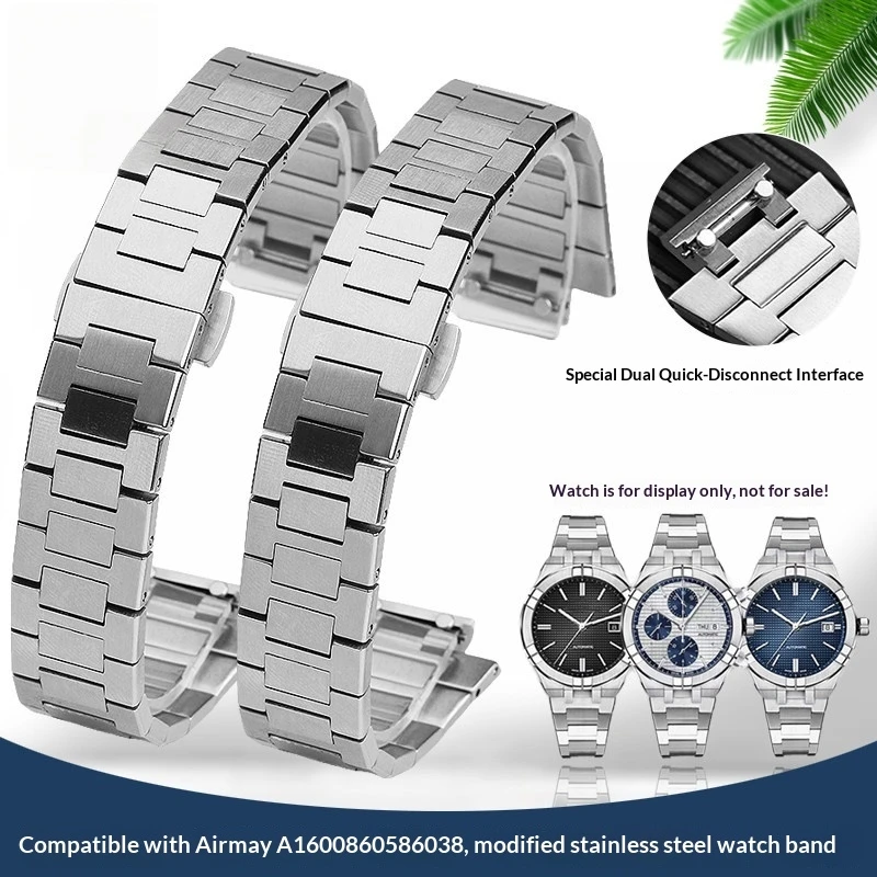For AIKON series AI6008/6038 AI6007/1108  AI6057 Quick Release High-Quality Stainless Steel Watch Strap In Men's Steel Color