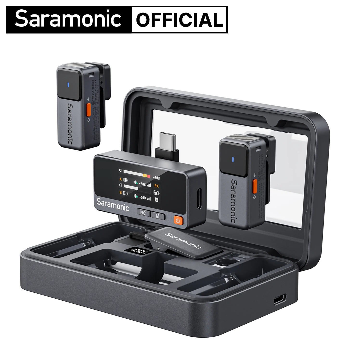 Saramonic Air Wireless Lavalier Microphone Noise Cancelling Lapel Mic for iPhone 15/16 Android Smartphone Camera Vlog Youtube