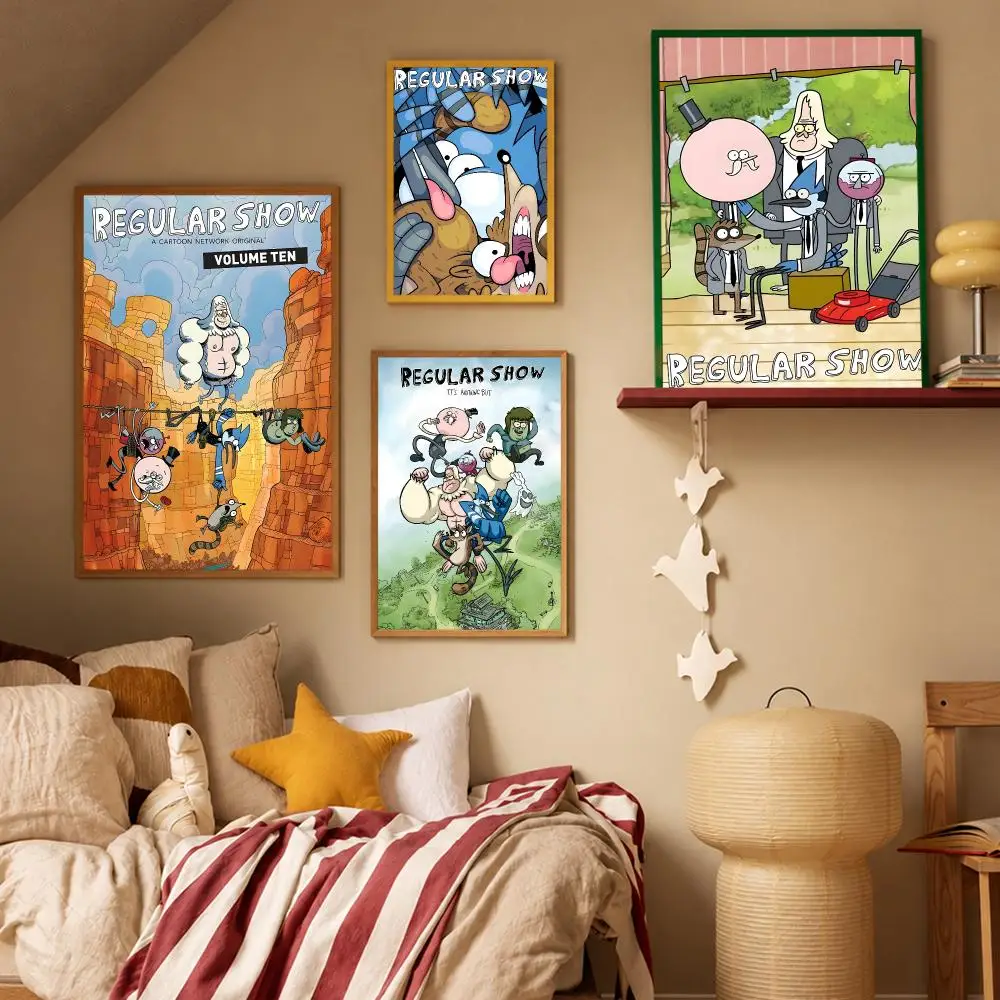 Cartoon Kids Regular Show Poster HD Waterproof Wall Art Posters Self Adhesive Bedroom Living Room Home Decor Gift