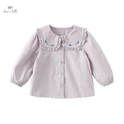 Dave Bella Children's Shirt Clothes 2024 New Autumn Girls' Baby Blouse Cute Sweet Pure Cotton Top DB3242495