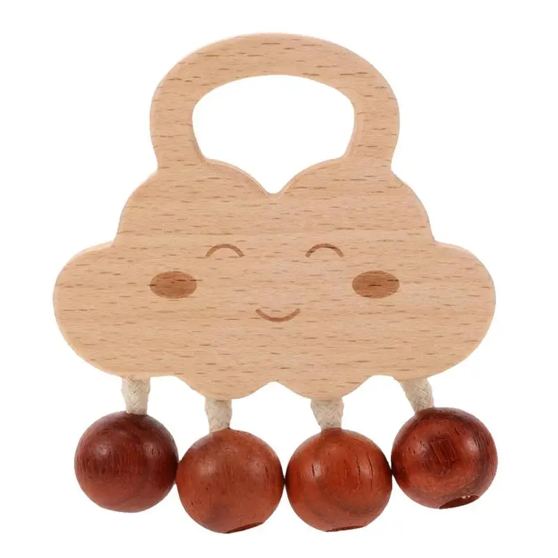 

Wooden Rattle Toy Cloud Design Teething Shaker Toy Natural Kids Chewing Rattle Hand Bell For Children 0-3 Months No-Paint