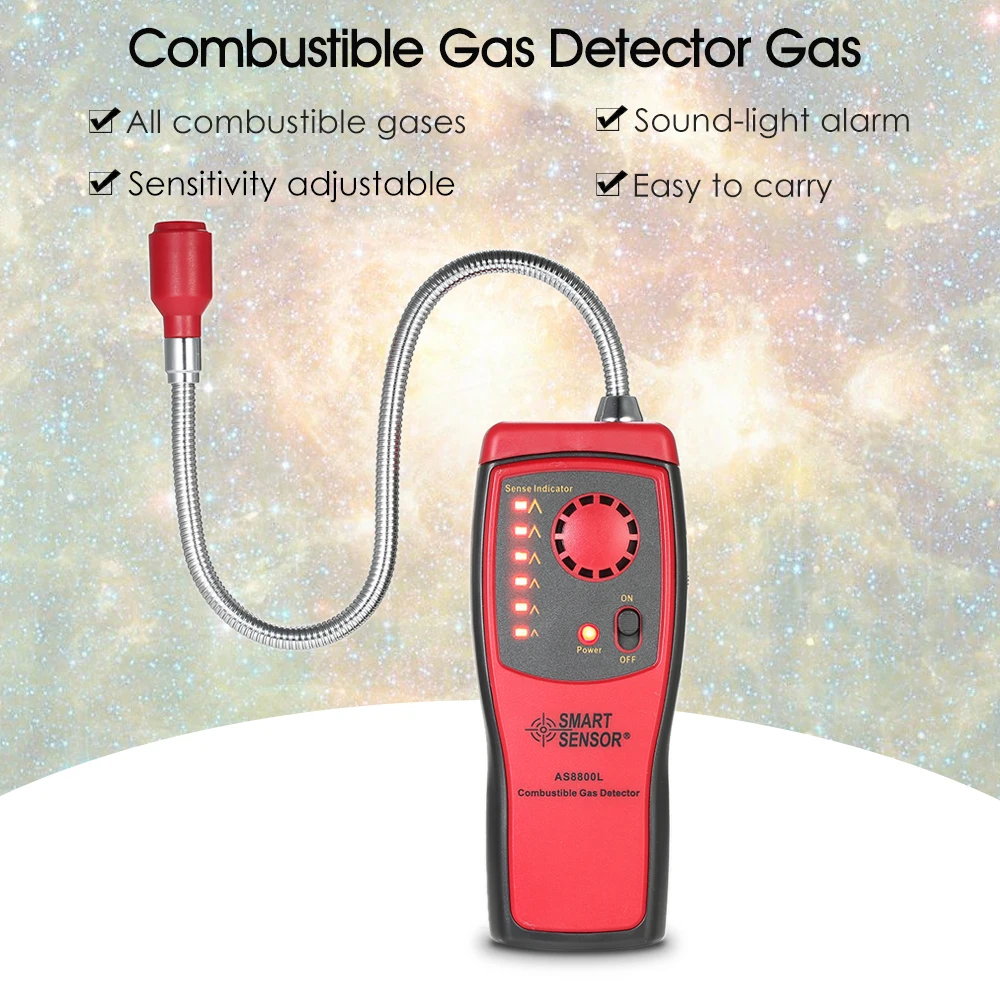 Geevorks Gas Analyzer Combustible gas detector port flammable natural gas Leak Location Determine meter Tester Sound Light Alarm