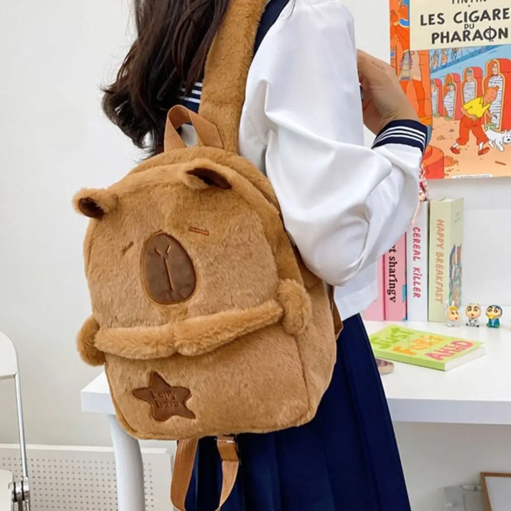 Japanese Kawaii Capybara Backpack Large Capacity Casual Cartoon School Bag Animal Zipper Shoulder Bag Girls