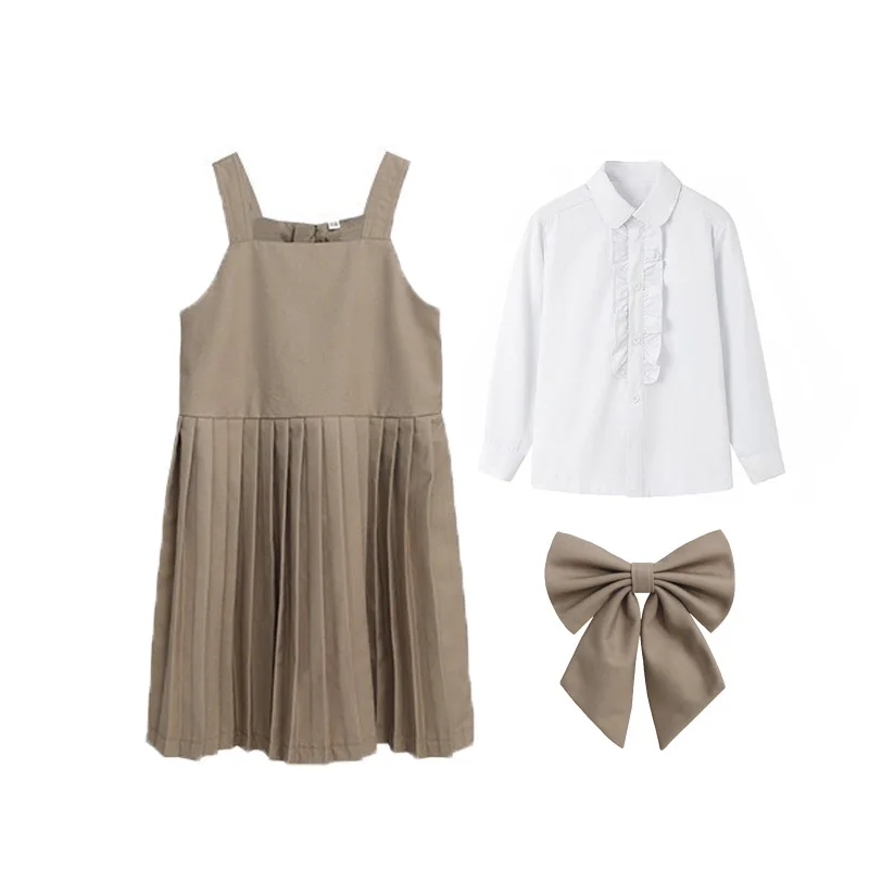 2025 Girls Preppy Style 3Piece/Set Pleated Skirt Shirt Bowtie Photograph Dress Kids Ceremony Set Children Performance Drama Wear