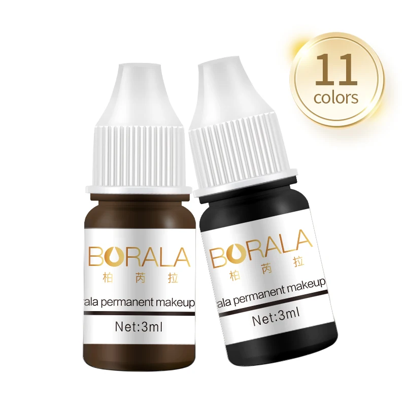 

BORALA Eyebrow Permanent Makeup Pigments for Tattoo Artist 3ml 10 Colors Semi PMU Professional Tattoo Ink for Eyeliner