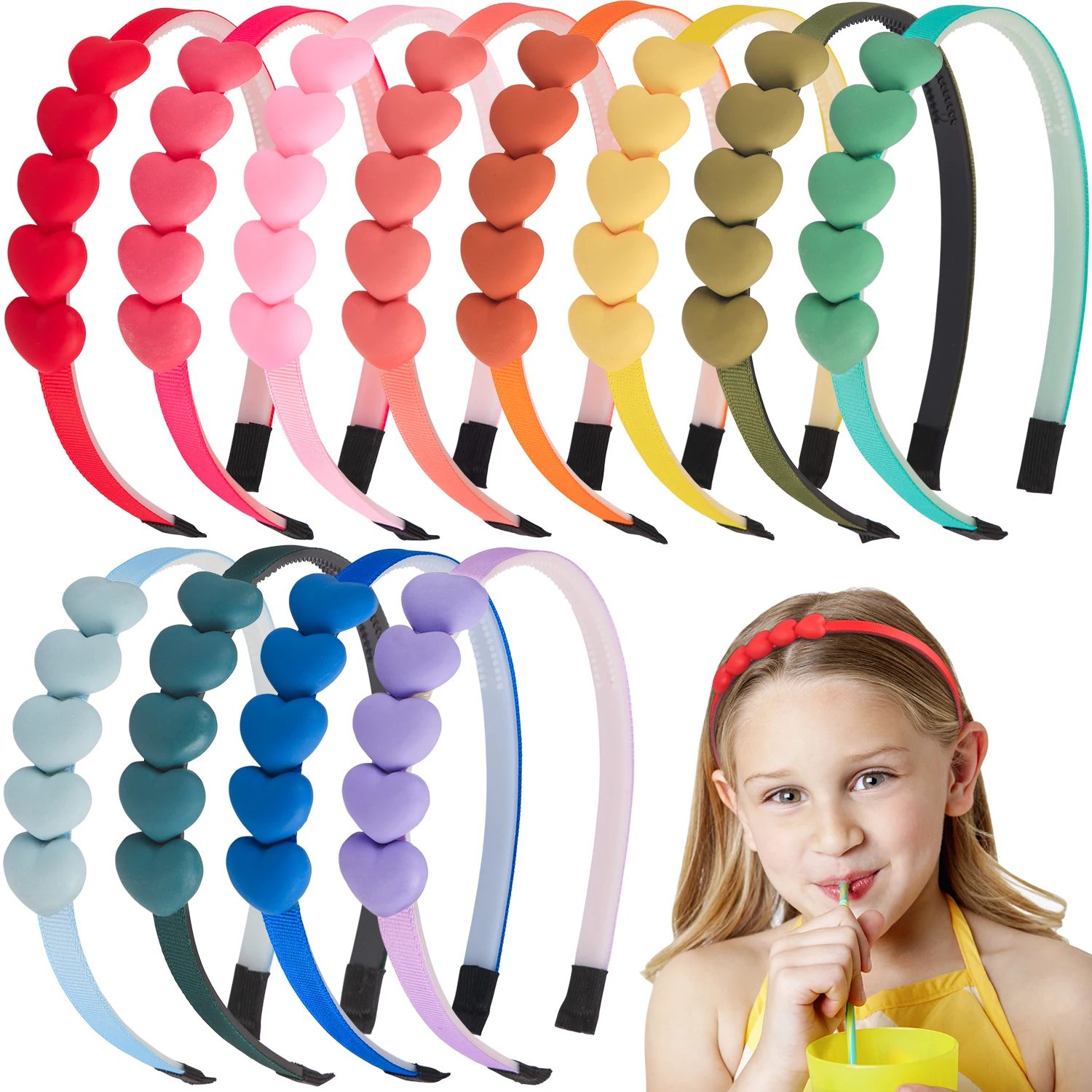 1PC Cute Girls Headbands Plastic Hairbands Matte Heart Shaped Headband Children Kids Hairband Headwear Fashion Hair Aceessories