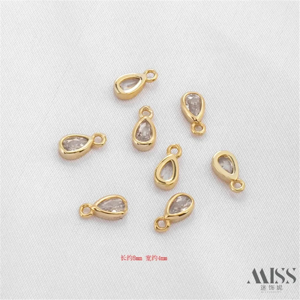 

14K Gold Water Drop-shaped Zircon Small Pendant DIY Accessories Charm Pendant Handmade Bracelet Necklace Jewelry Material