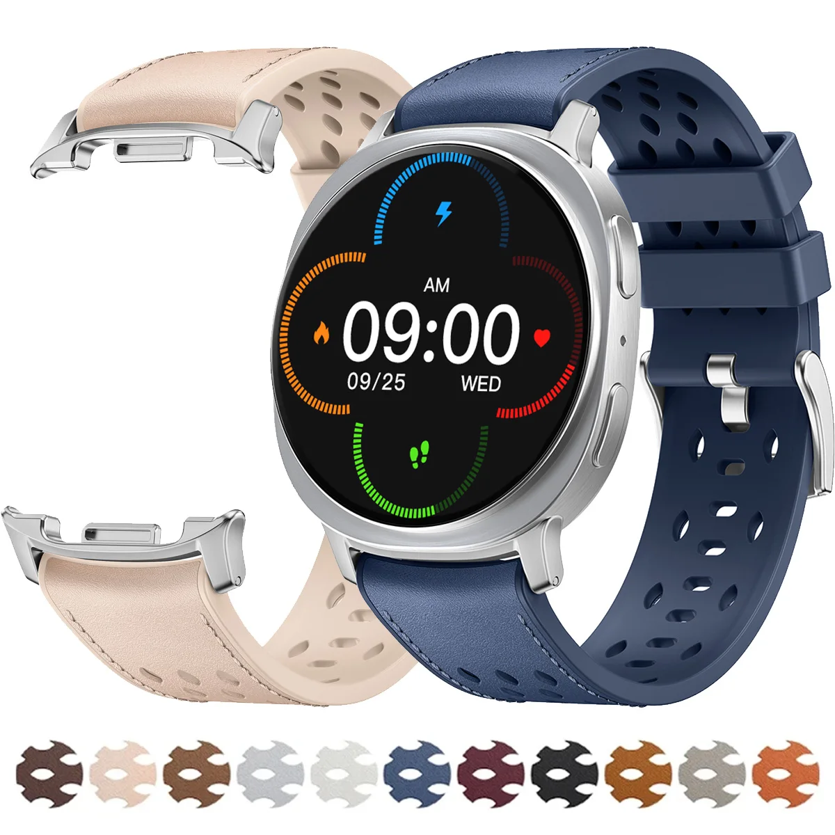Leather & Silicone Strap for Galaxy Watch 9 8 44 40mm 8Classic 46mm Business Band for Samsung Watch Ultra2 2026 47mm Bracelet