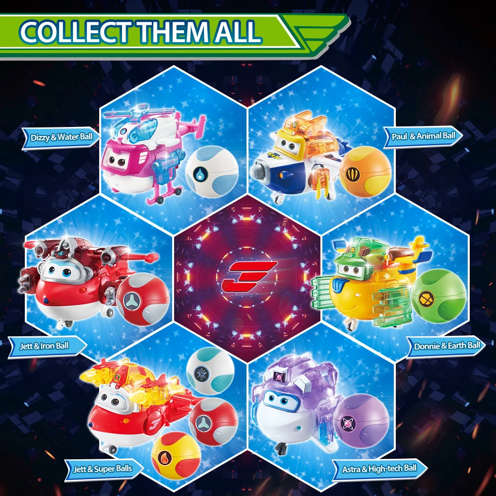 Super Wings S6 5 Inches Transforming Donnie & ball-Earth Power Robots Deformation to Airplane Action Figures Anime Kid Toys Gift