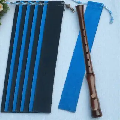 

10 Pcs Flute Storage Bag Soprano Recorder Pouch 6 Hole 8 Hole 37x6cm Drawstring Case for Clarinet Harmonica Drumstick Black