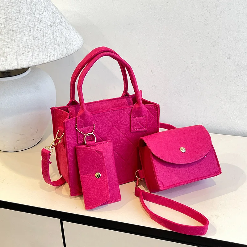 

Женская сумка через плечо и сумка из 3 предметов с верхней ручкой, стеганая сумка из фетра для свиданий, покупок, работы, путешествий.