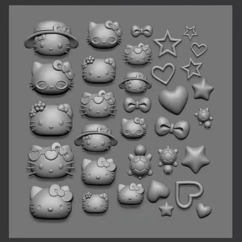 1 قطعة Kawaii مرحبا كيتي ثلاثية الأبعاد قوالب السيليكون ملصق سيليكون Bowknot كيتي القلب ستار منحوتة قالب الشارات مسمار الفن الديكور
