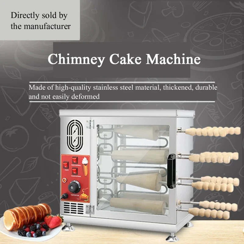 Chimney Cake Cutter Baking Machine 16 Rollers Oven Electric 1500W Ice Cream Bread Cone Maker Cutter