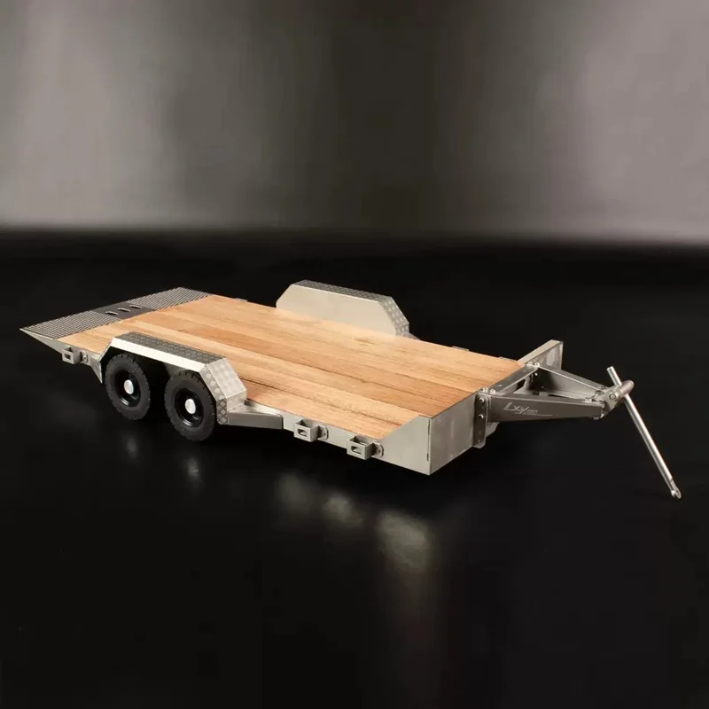 RC 1/14 Stahl-Flachtransportanhänger für Tamiya Hydraulikbagger, Lader, Muldenkipper für MAN VOLVO Anhänger Kipper DIY-Teile – Detail 1