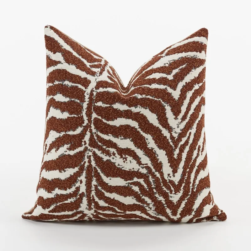 Vintage Zebra Pattern Jacquard Cushion Cover Modern Luxury Texture Decorative Pillow Cover for Sofa Bed Living Room Home Decor