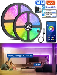 Светодиодная лампа Tuya с Wi-Fi, умная Светодиодная лента RGB 5050 для украшения дома, задняя подсветка телевизора, совместима с Alexa Google Home