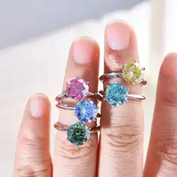 Classic D VVS1 Colorful Moissanite Rings For Women Lab Grown Diamond With GRA Engagement Wedding Female Band S925 Sliver Ring