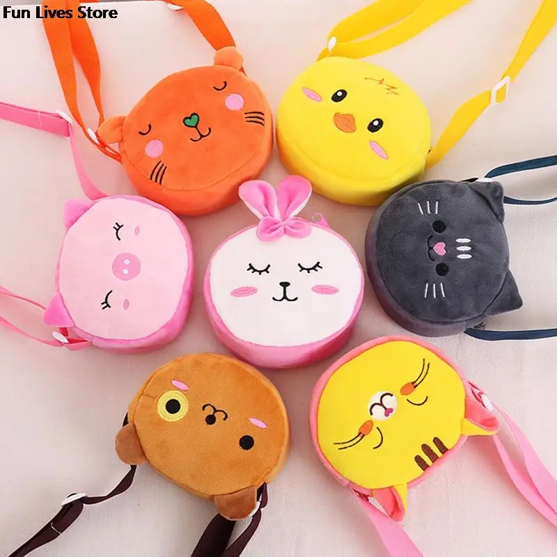 Mini Animal Handbags Zoo Travel Shoulder Purse Crianças Fluffy Plush Crossbody Bags Duck Pig Cat Bear Carteiras Cartoon Bag Suede