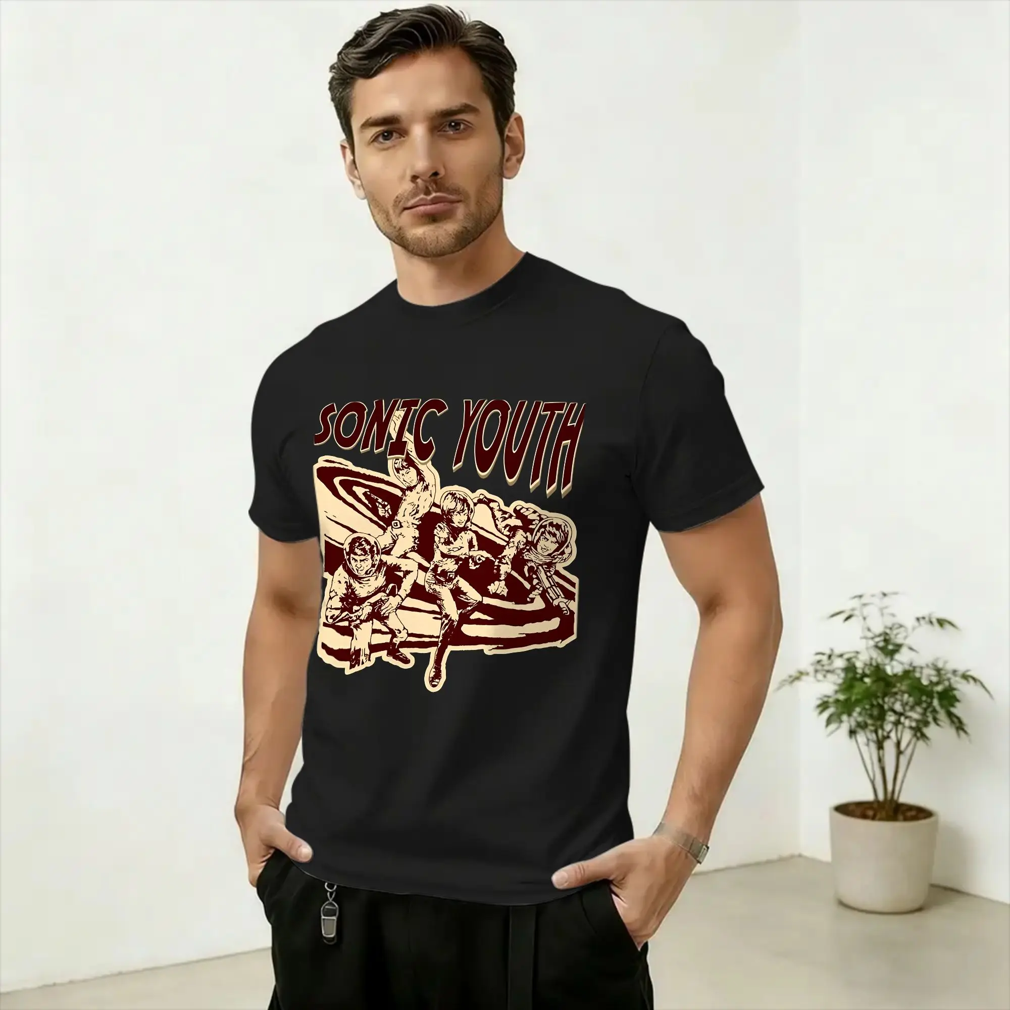 Men T-Shirts Sonic Youth Novelty 100% Cotton Tees Short Sleeve  T Shirts Round Collar Clothes Printing