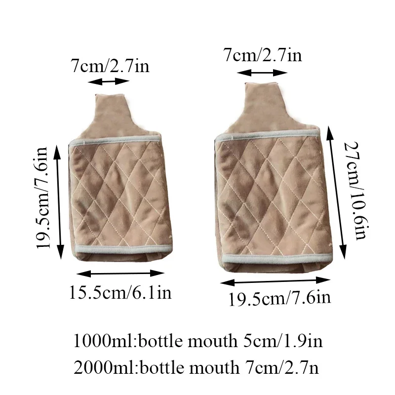 Large 2L Hot Water Bag Bottle Cover Thick Hot Water Bottle Winter Bag Hand Feet Warmer Bottle Accessies no bag