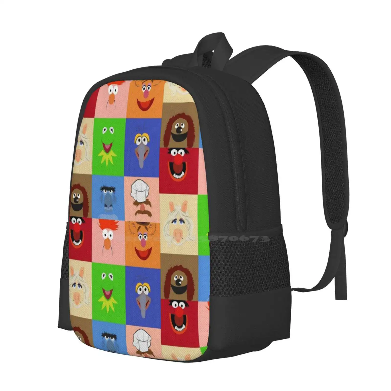 Large Capacity School Backpack Laptop Bags Electric Mayhem Music Creature Monster Big Bird Bert And Ernie The Frog The Show