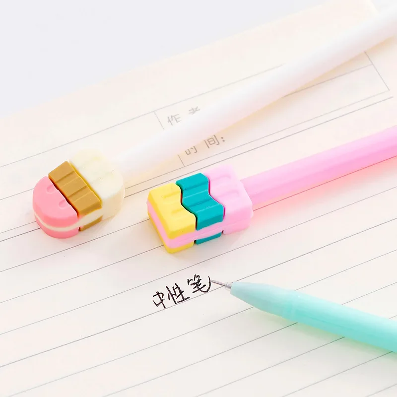 

40 шт., милая гелевая ручка с арбузом и мороженым, 0,5 мм, черная студенческая кавайная школьная ручка, канцелярские принадлежности, гелевые ручки