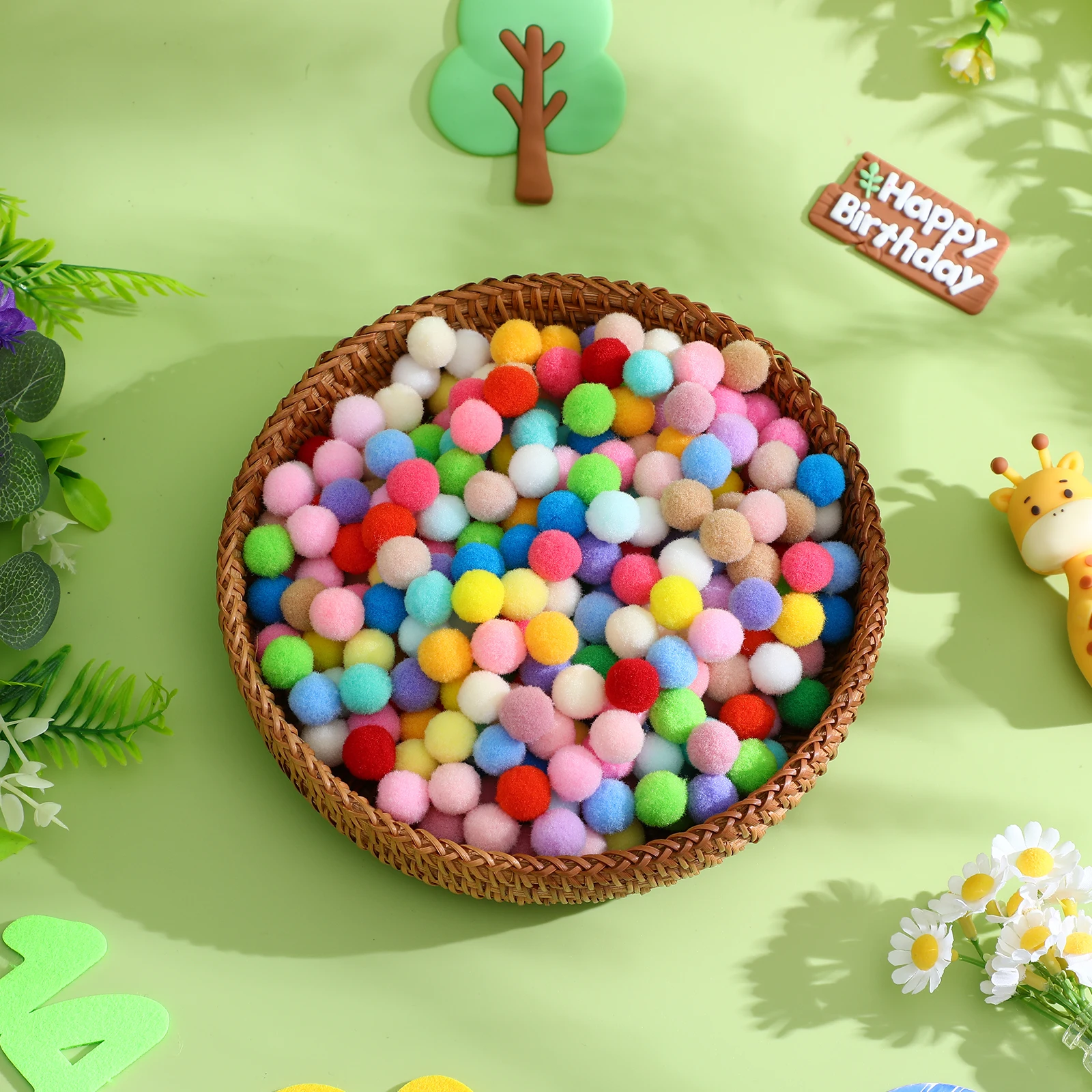 

1000pcs 1.5Cm Ball Accessories Colorful Elastic Polyester Diy Material For Keychain Decor Costume Charm Tassel Art