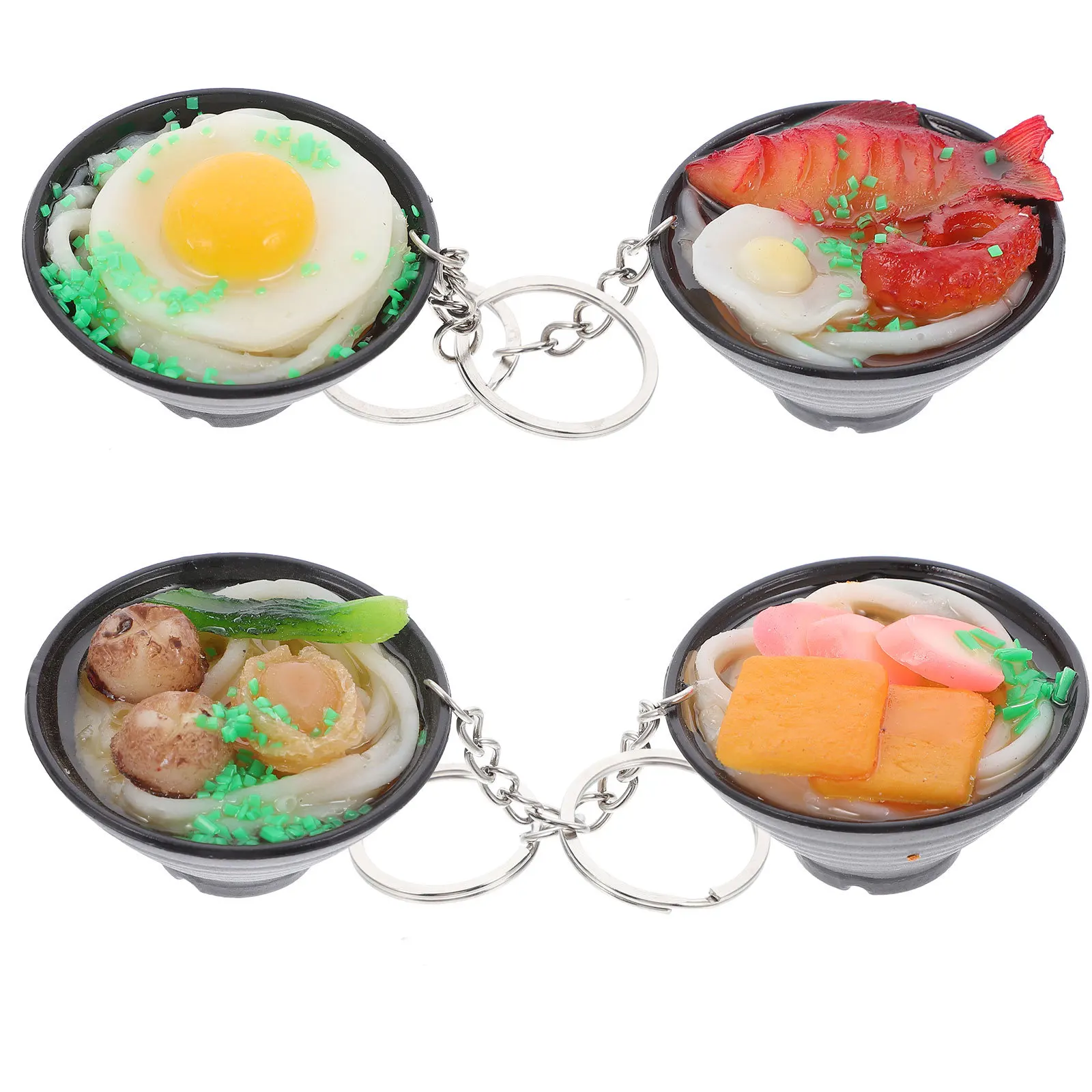 4Pcs Realistic Ramen Pendants Colorful Key Chains Multifunctional Decorative Accessories for Bags Noodle Key Rings