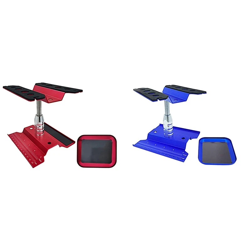 

RC Car Stand RC Repair Stand Rotation Lift Lowerw/Screw Tray For 1/10 1/8 TRX-4 SCX10 D90 Red