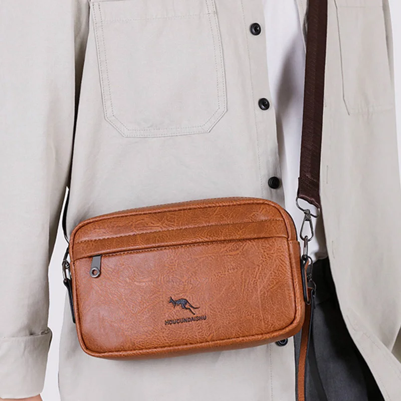 Vintage Leather Men's Shoulder Bag Large Capacity Cluth Bag Casual Messenger Bag Multifunction Crossbody Bag