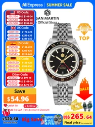 San Martin nuevo 39,5mm NH34 GMT reloj para hombre bisel de aluminio bidireccional zafiro mecánico automático de lujo 10Bar luminoso SN0116