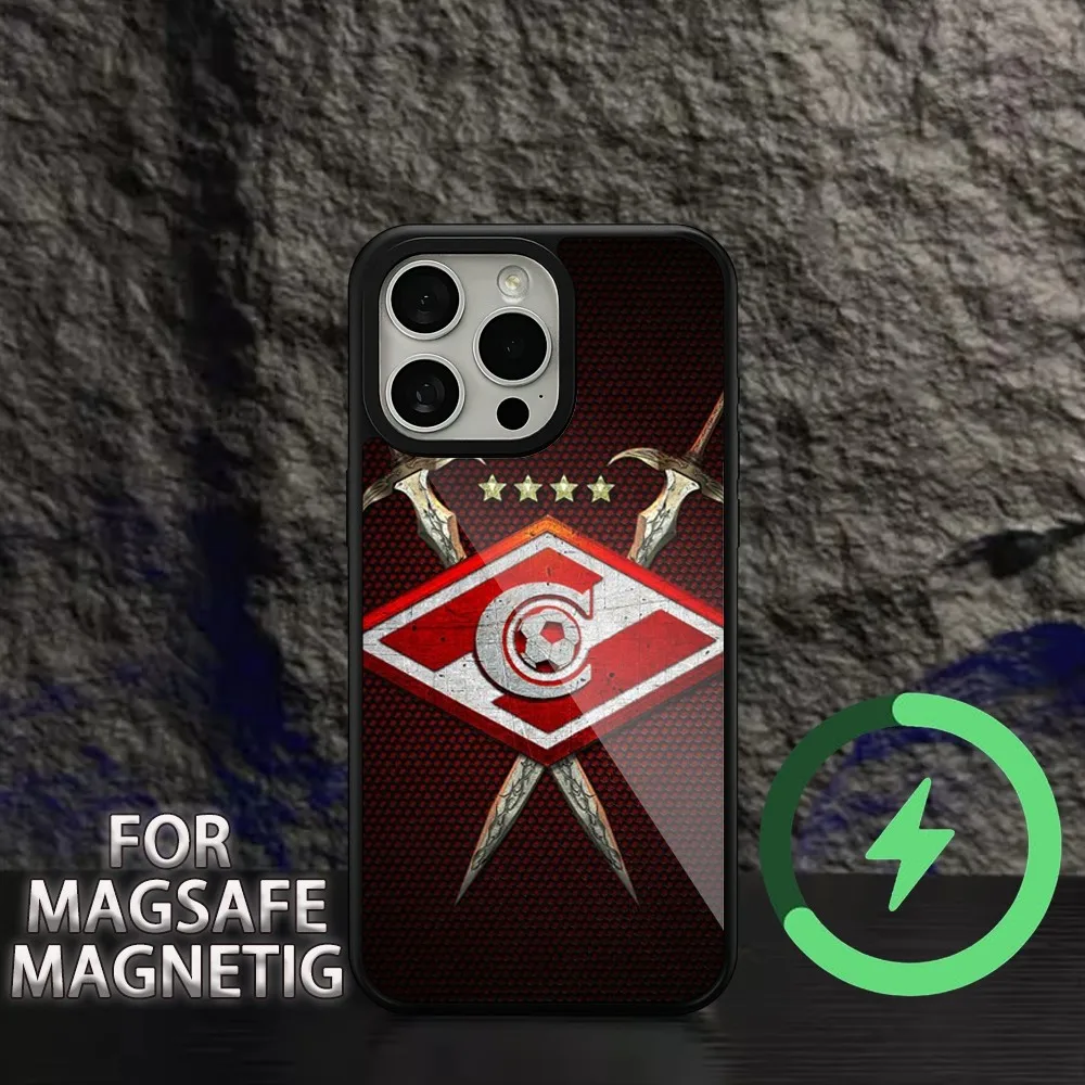 Football Spartak MoscoW  Phone Case For iPhone 11 12 13 14 15 Plus Pro Max Charging  Magsafe Magnetic Wireless Cover