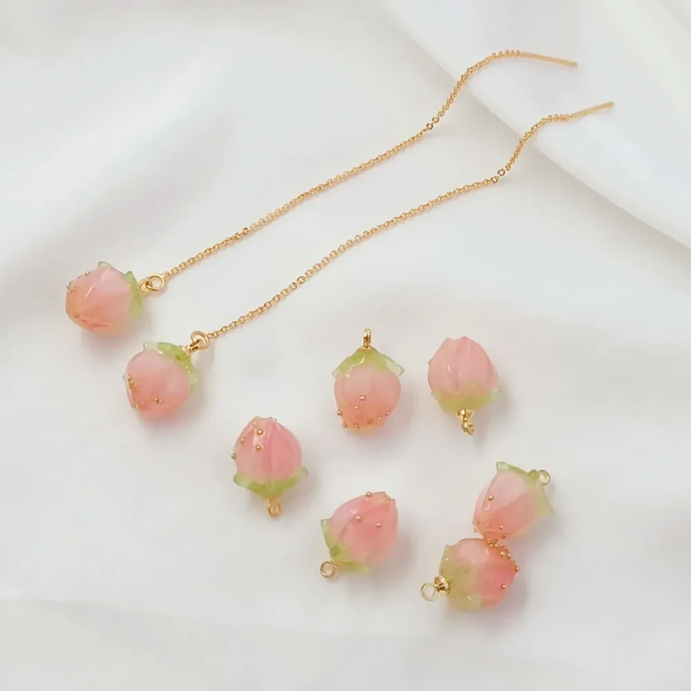 14K الذهب المغلفة الحرارة يتقلص ورقة الراتنج زهرة برعم قلادة، يدويا سوار DIY، قلادة، الأقراط والاكسسوارات