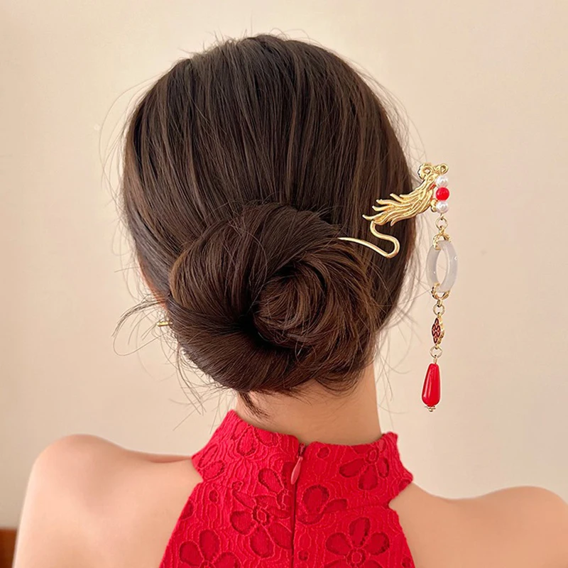 

Vintage Tassels Hair Stick Chinese Hanfu Dangling Hairpin Barrettes Non-Slip Chopstick Hair Pin For Women Hair Styling