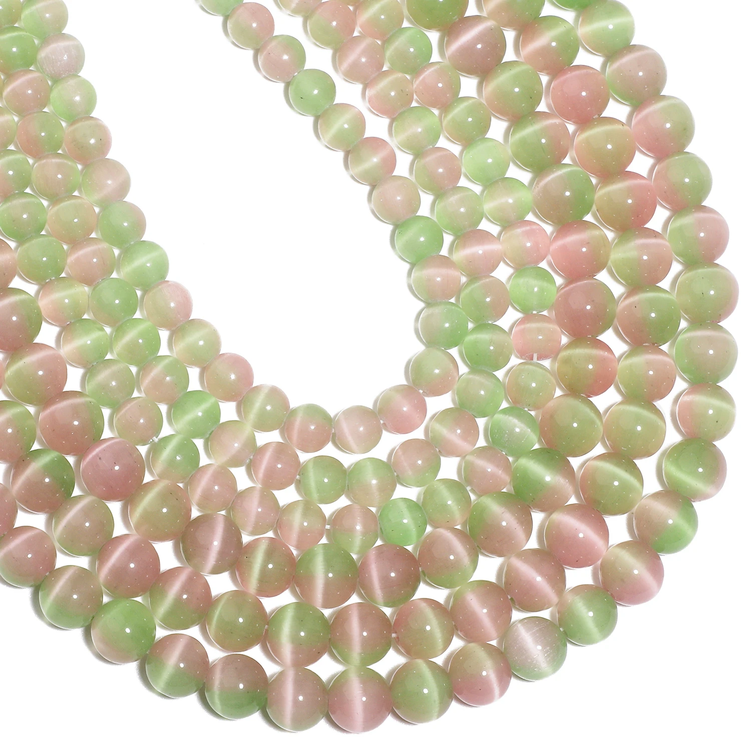 8mm 10mm Light Green pink Cat Eye Beads Round Loose Spacer Glass beads For Jewelry Making DIY Bracelet Necklace Accessories